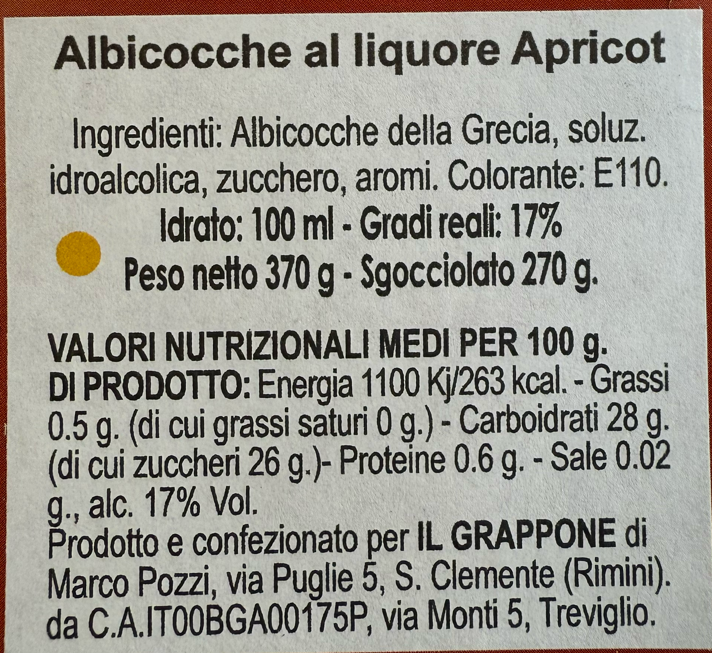 Albicocche sotto spirito