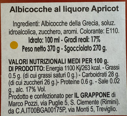 Albicocche sotto spirito