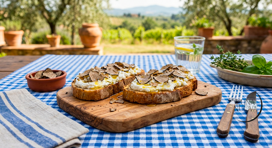 Bruschetta al tartufo estivo con ricotta di bufala: antipasto estivo