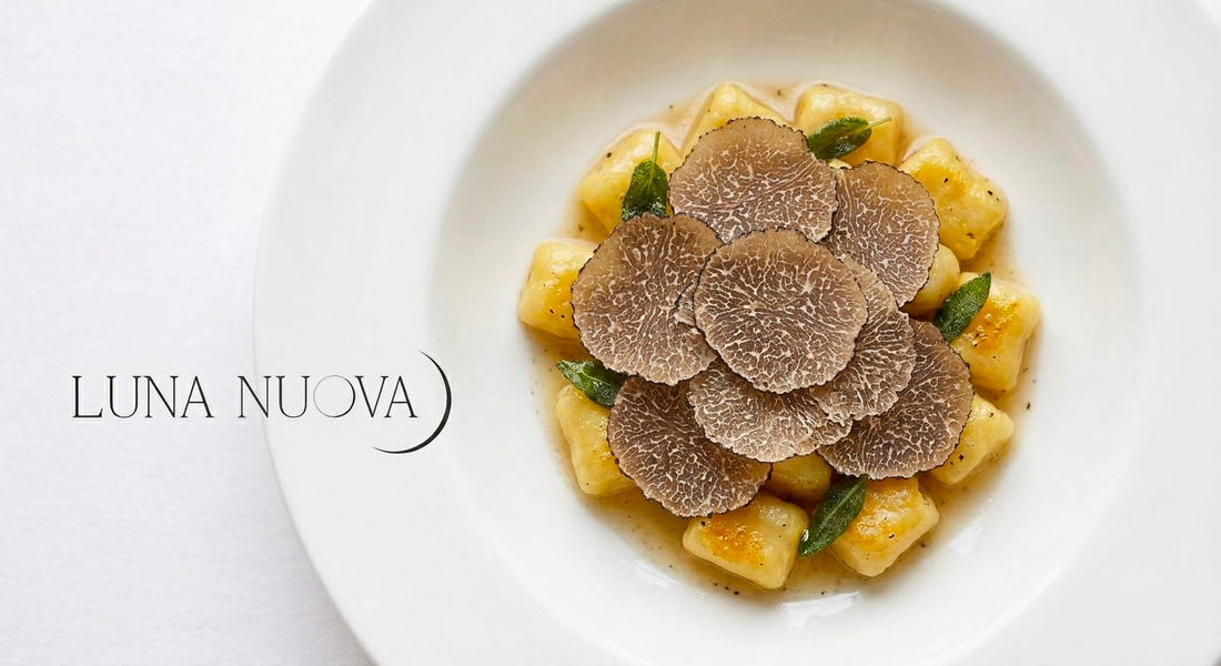 Gnocchi di patate allo scorzone con burro alla salvia e Parmigiano Reggiano — Luna Nuova Tartufi