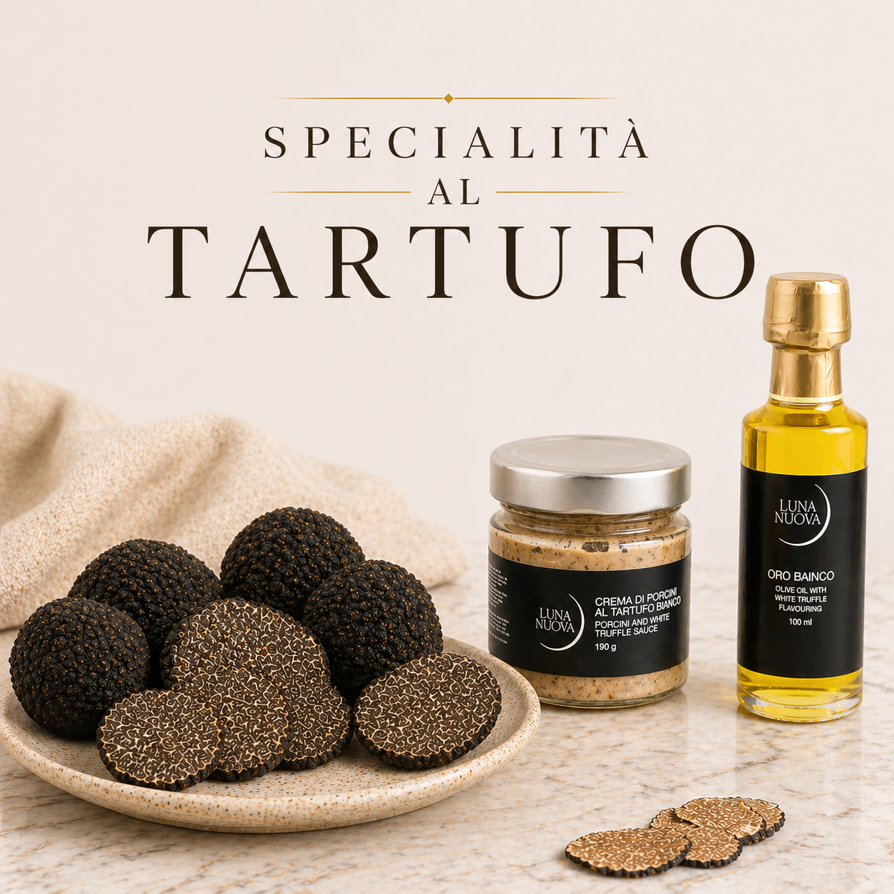 Specialità al tartufo: creme, oli, sale e conserve artigianali — Luna Nuova Tartufi