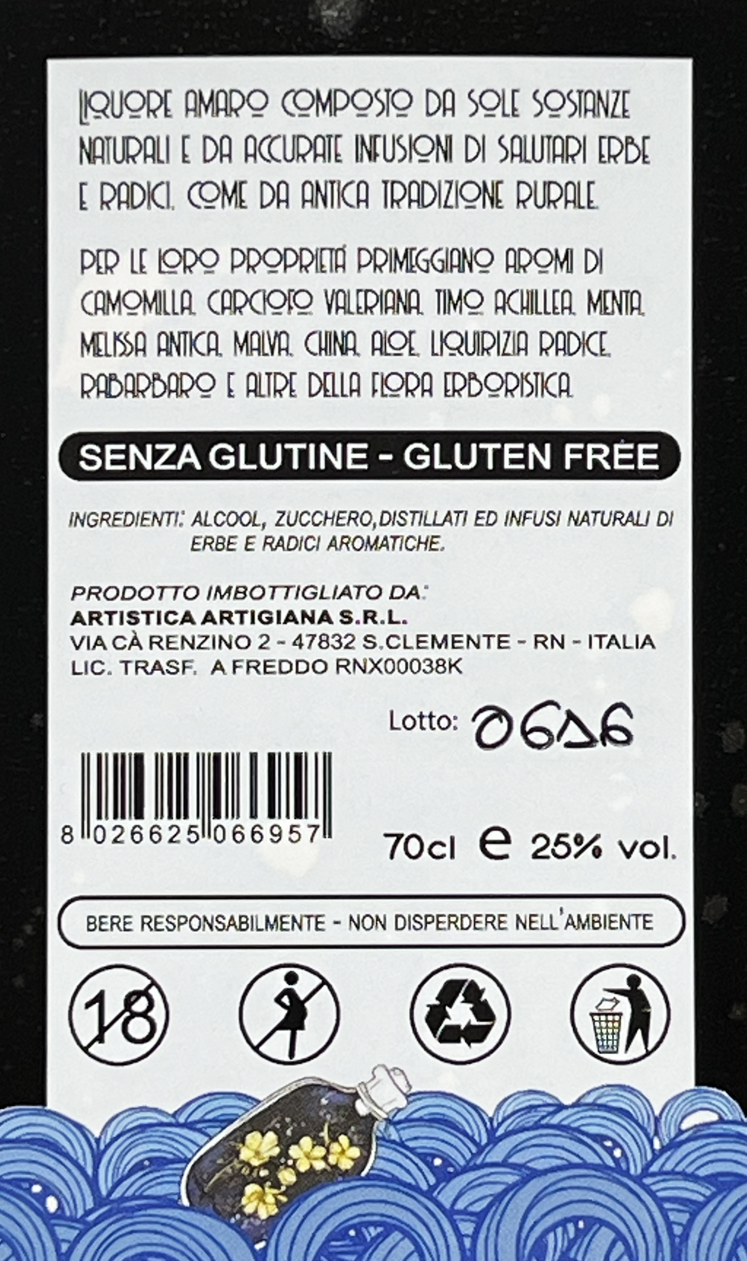 Amaro Riviera bottiglia vista 2 – Luna Nuova Tartufi