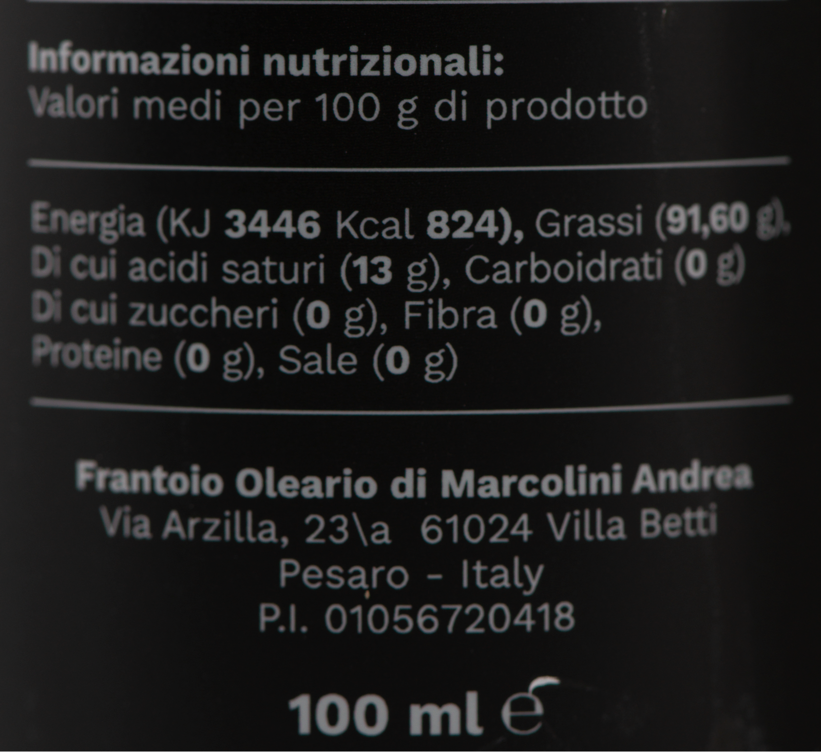 Angelo al Peperoncino etichetta ingredienti e valori nutrizionali – Luna Nuova Tartufi