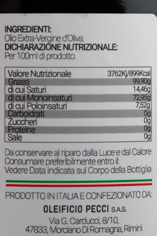 Blend Pecci etichetta ingredienti e valori nutrizionali – Luna Nuova Tartufi
