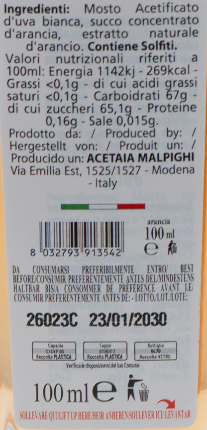 Condimento di Arancia etichetta ingredienti e valori nutrizionali – Luna Nuova Tartufi