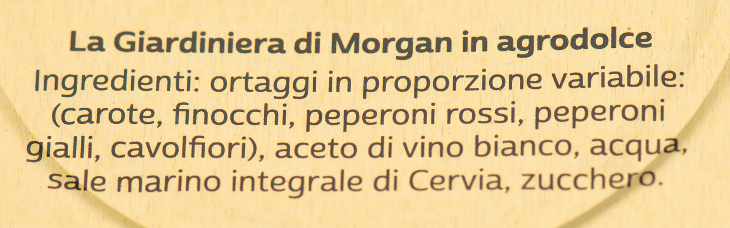 Giardiniera Morgan - Croccante in Agrodolce etichetta ingredienti e valori nutrizionali – Luna Nuova Tartufi
