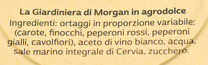 Giardiniera Morgan - Croccante in Agrodolce etichetta ingredienti e valori nutrizionali – Luna Nuova Tartufi
