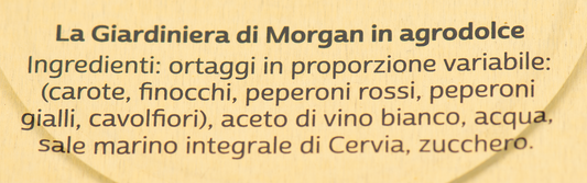 Giardiniera Morgan - Croccante in Agrodolce etichetta ingredienti e valori nutrizionali – Luna Nuova Tartufi