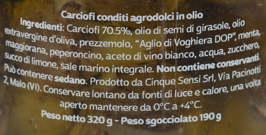 Rose di Carciofo etichetta ingredienti e valori nutrizionali 1 – Luna Nuova Tartufi