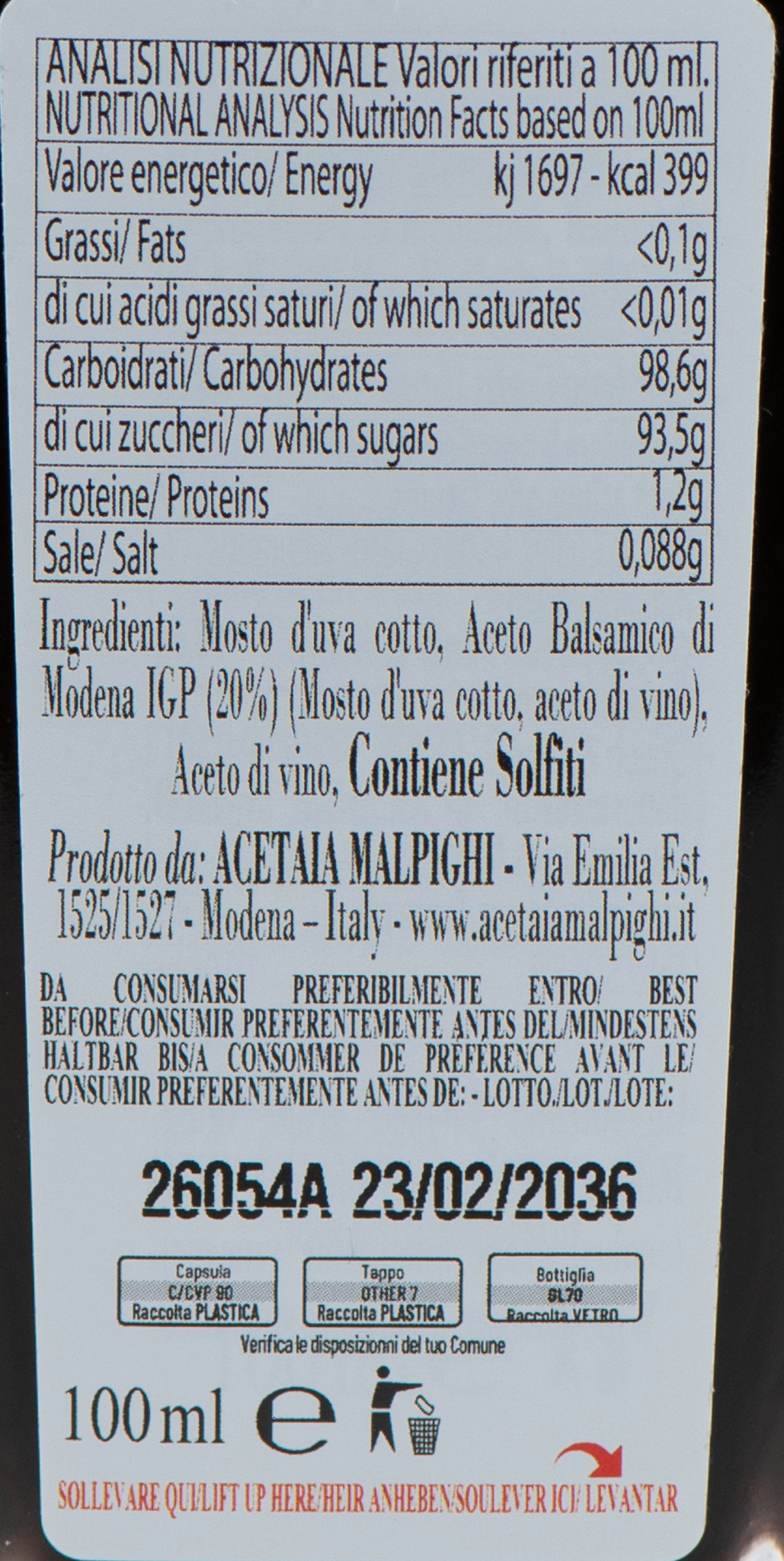 Saporoso Oro etichetta ingredienti e valori nutrizionali 2 – Luna Nuova Tartufi