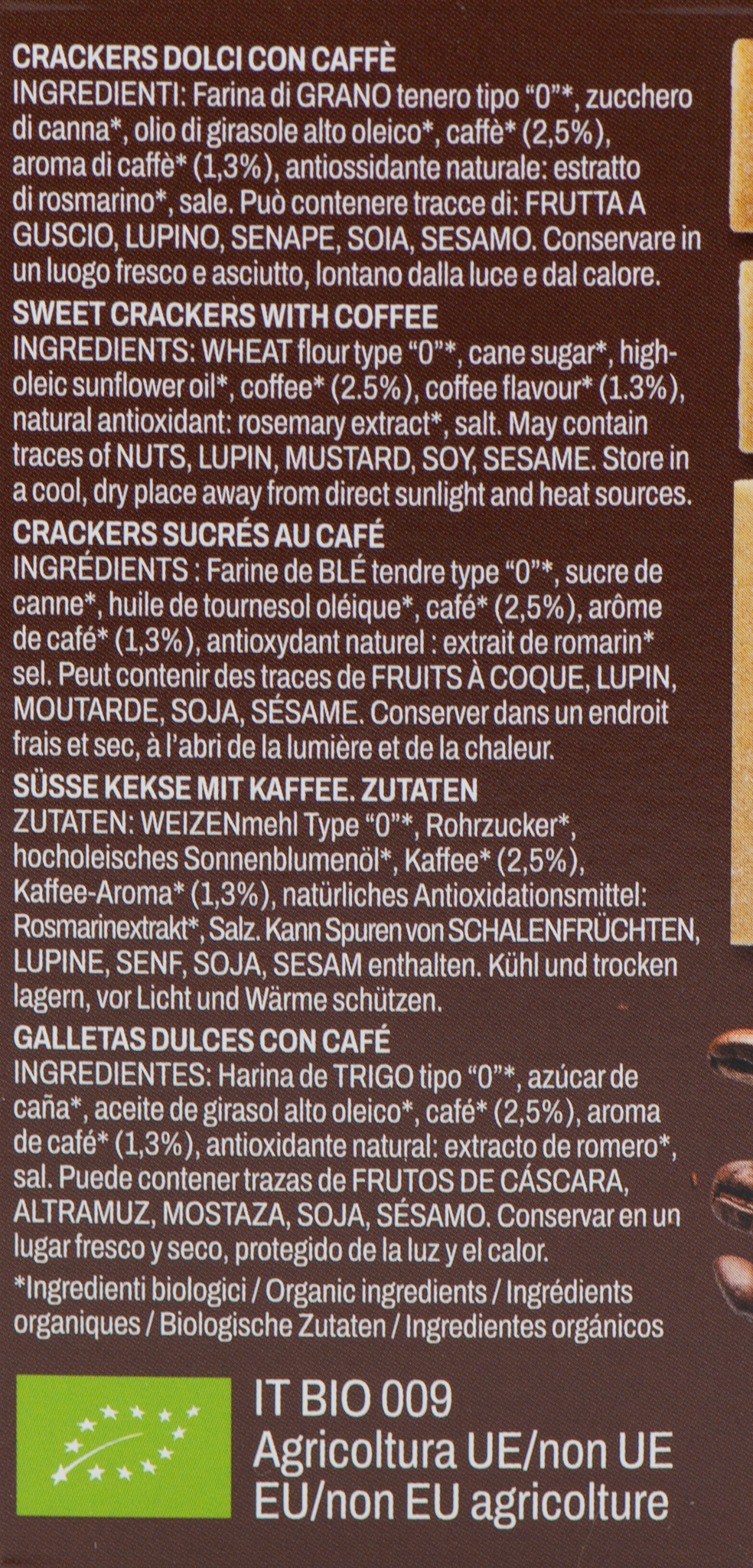 Tessere Dolci al Caffè Bio etichetta ingredienti e valori nutrizionali 1 – Luna Nuova Tartufi