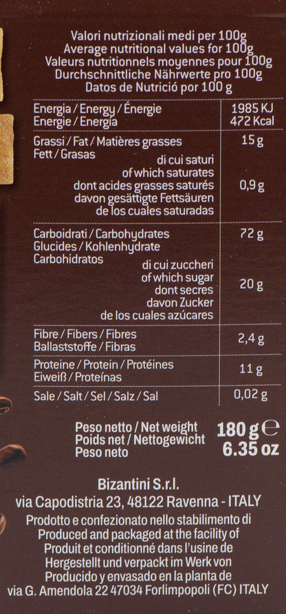 Tessere Dolci al Caffè Bio etichetta ingredienti e valori nutrizionali 2 – Luna Nuova Tartufi