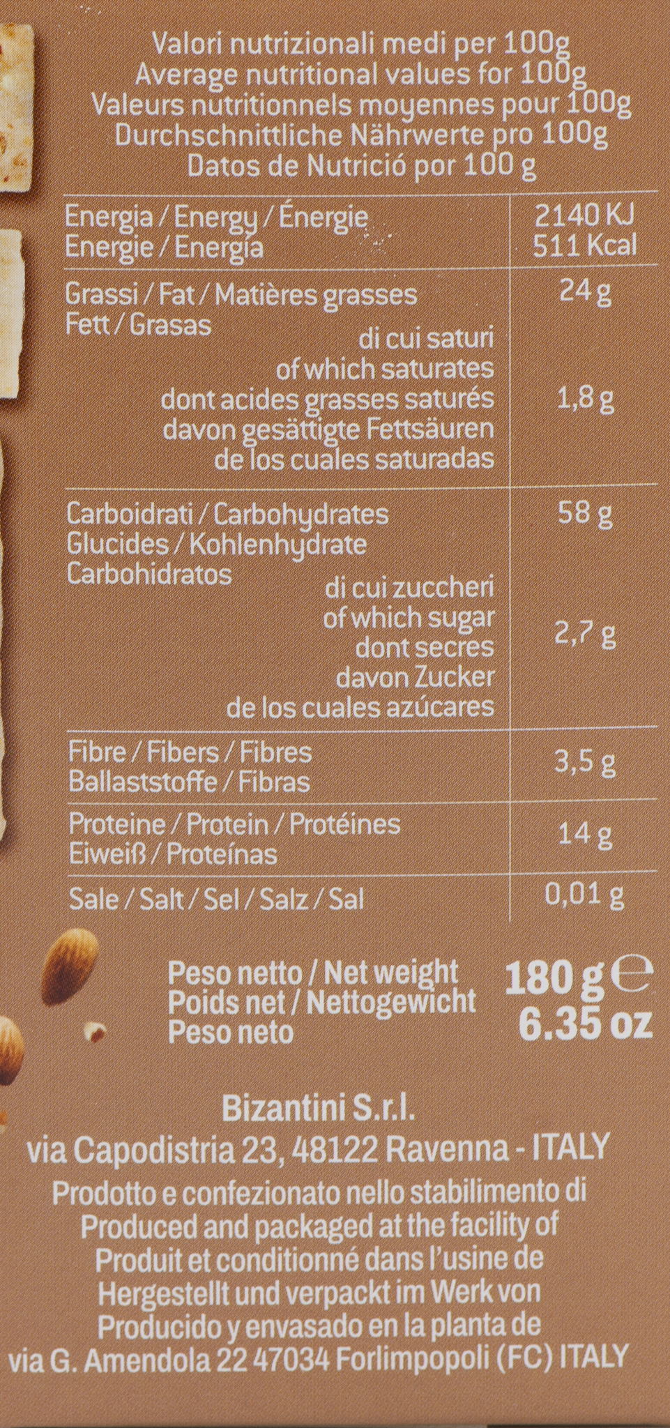 Tessere Salate alle Mandorle Bio etichetta ingredienti e valori nutrizionali 2 – Luna Nuova Tartufi