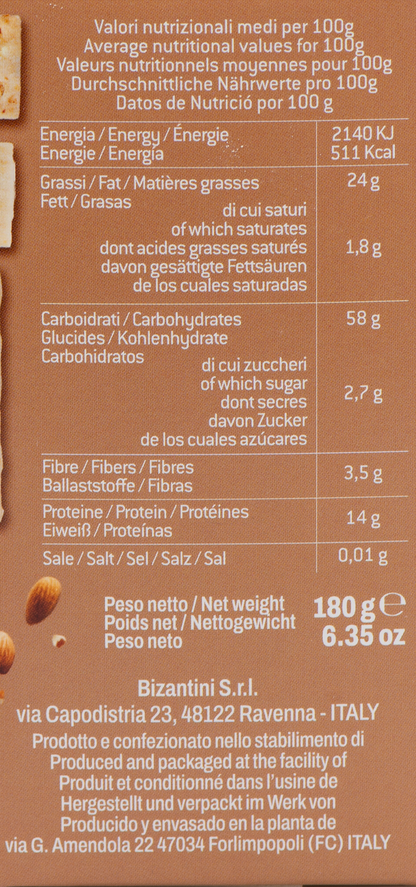 Tessere Salate alle Mandorle Bio etichetta ingredienti e valori nutrizionali 2 – Luna Nuova Tartufi